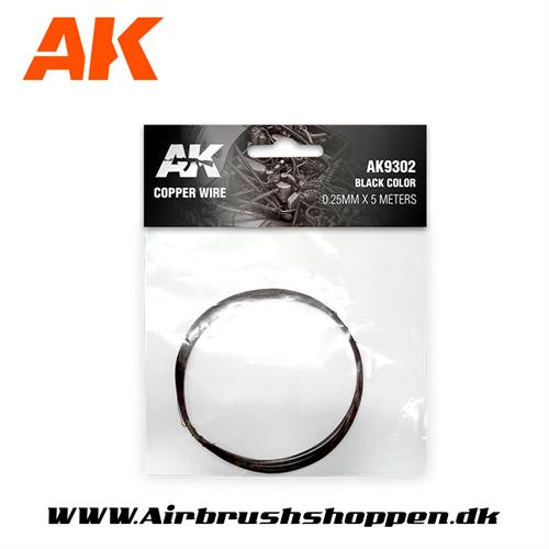 Wire solid - COPPER WIRE 0.25MM Ø X 5 METERS. BLACK COLOR - AK9302